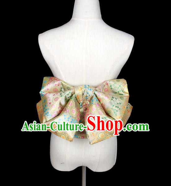 Japan Traditional Yukata Golden Brocade Waistband Japanese Kimono Belt