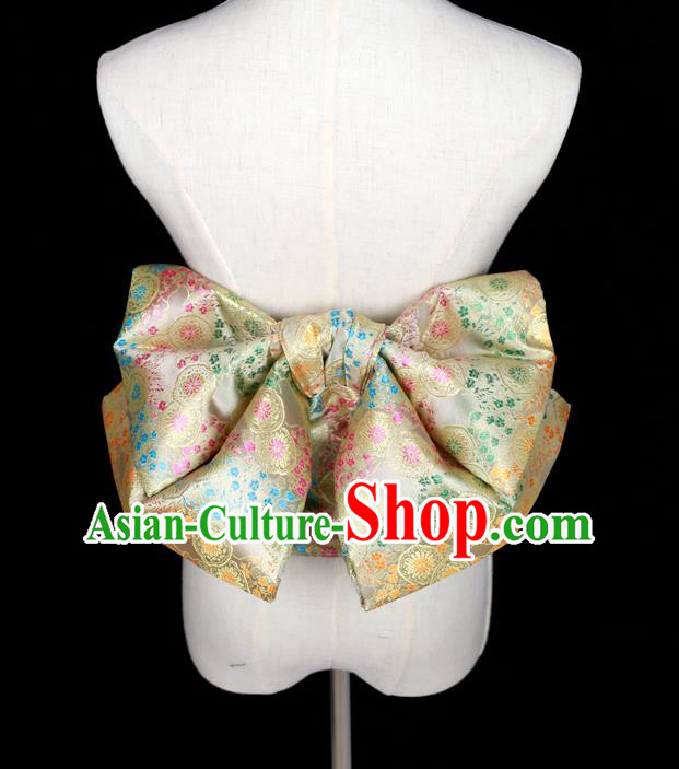 Japan Traditional Yukata Golden Brocade Waistband Japanese Kimono Belt