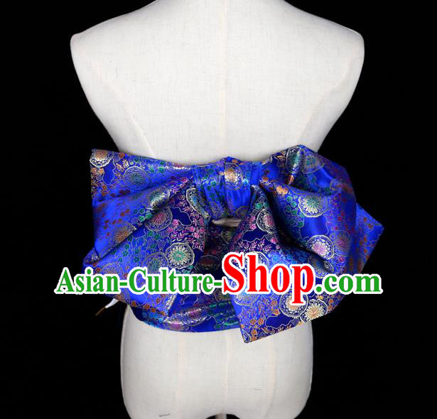 Japan Traditional Yukata Waistband Japanese Kimono Royalblue Brocade Belt