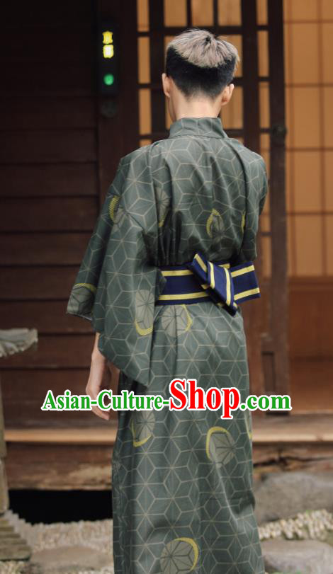 Japanese Cosplay Samurai Clothing Asian Japan Traditional Dark Green Yukata