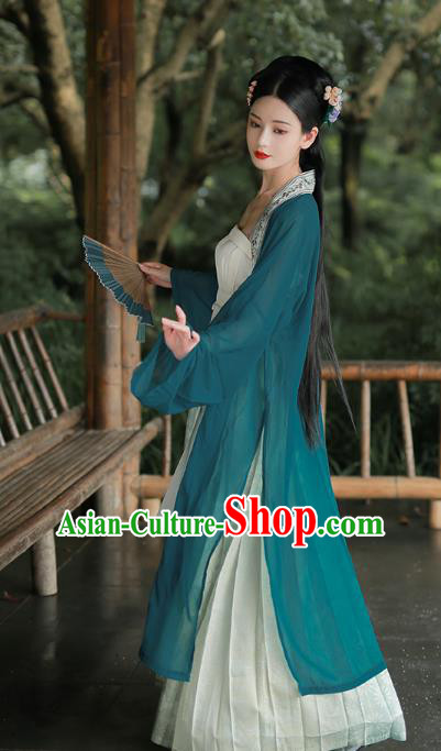 China Ancient Young Beauty Hanfu Dress Clothing Song Dynasty Noble Lady Historical Costumes