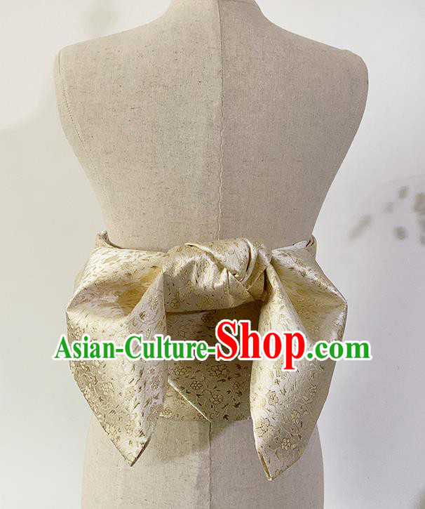 Japan Traditional Yukata Waistband Japanese Kimono Accessories Golden Brocade Bowknot Belt