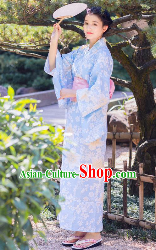 Japanese Traditional Printing Lily Flowers Yukata Dress Asian Japan Hanabi Taikai Kimono Clothing