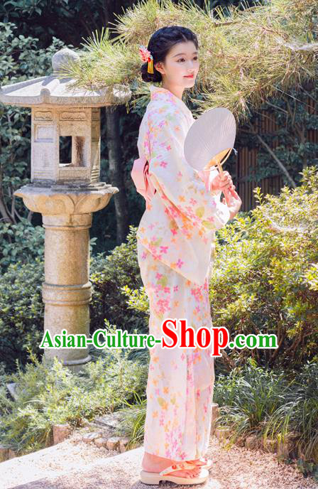 Japanese Traditional Young Woman Yukata Dress Asian Japan Summer Festival Kimono Costume