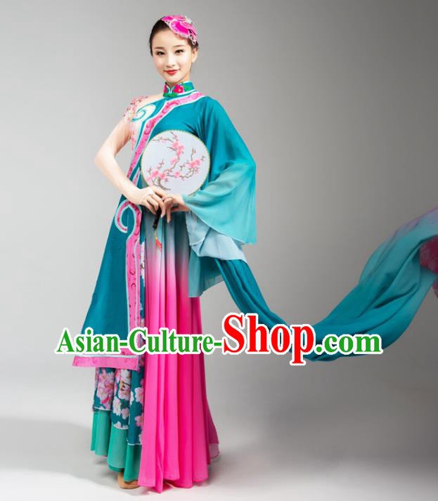 Chinese Classical Dance Green Outfits Palace Fan Dance Dress Traditional Stage Performance Costumes