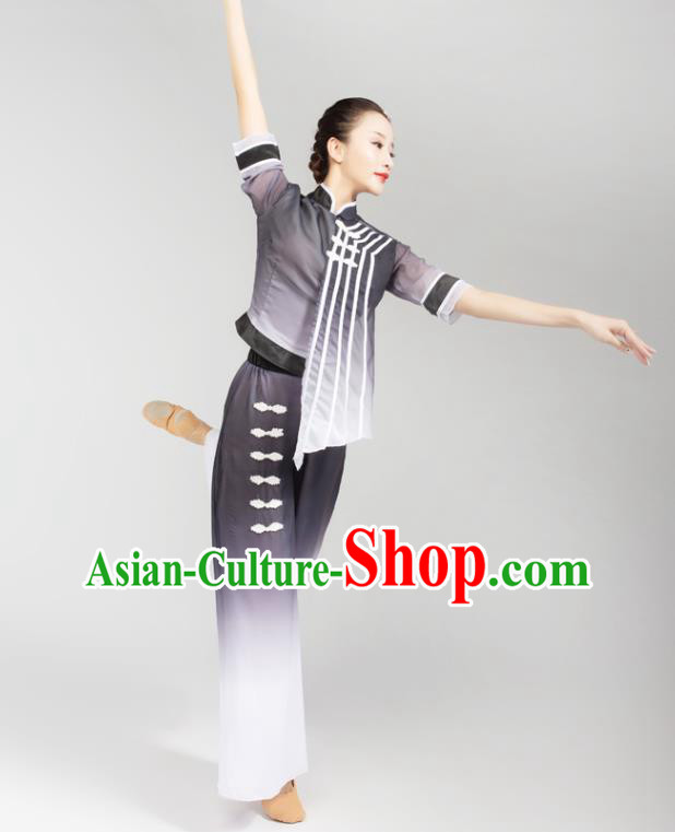 China Fan Dance Yangko Dance Clothing Folk Dance Grey Uniforms