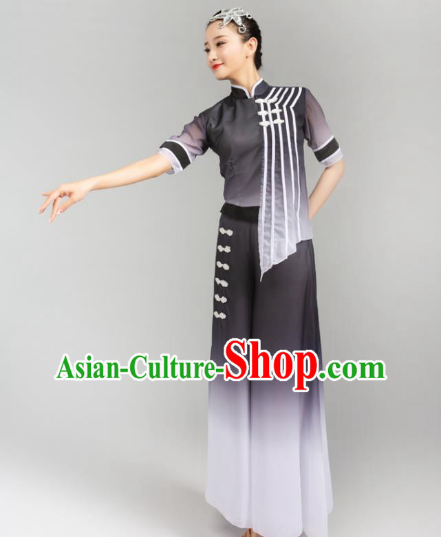 China Fan Dance Yangko Dance Clothing Folk Dance Grey Uniforms