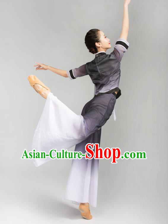 China Fan Dance Yangko Dance Clothing Folk Dance Grey Uniforms