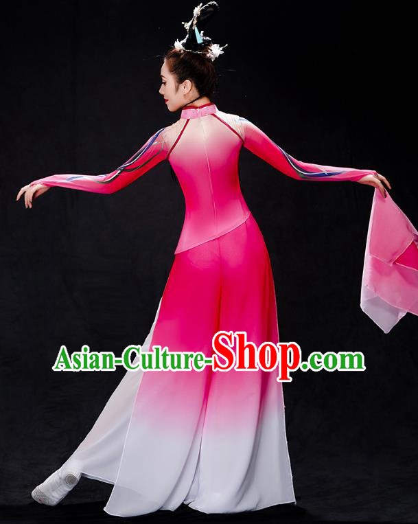 Chinese Traditional Classical Dance Performance Costumes Fan Dance Rosy Outfits Umbrella Dance Clothing