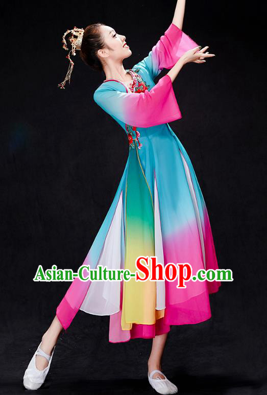 Chinese Woman Solo Dance Dress Traditional Umbrella Dance Clothing Classical Dance Costumes