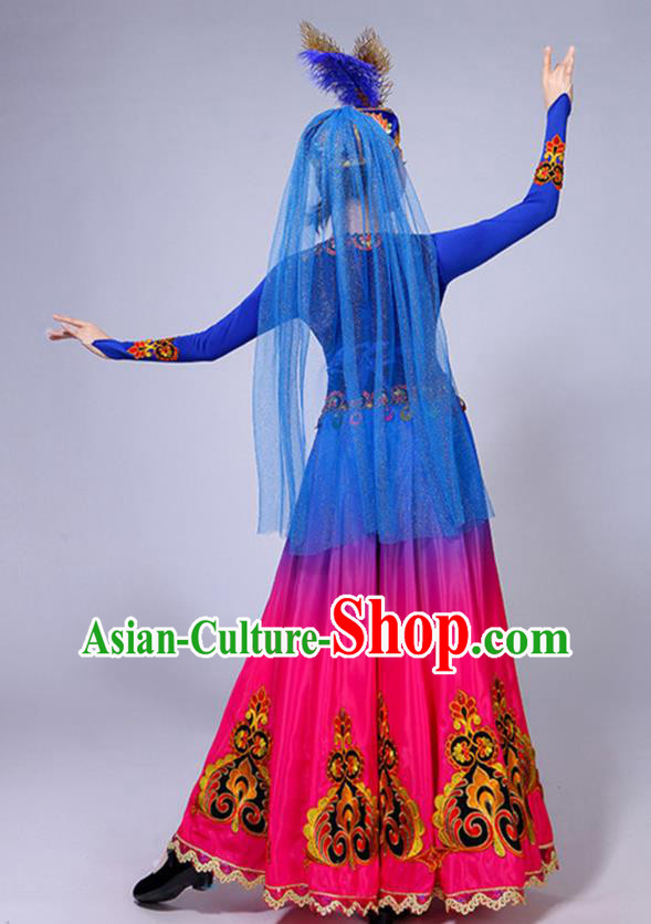 Chinese Traditional Xinjiang Ethnic Minority Folk Dance Costume Uighur Nationality Performance Dress