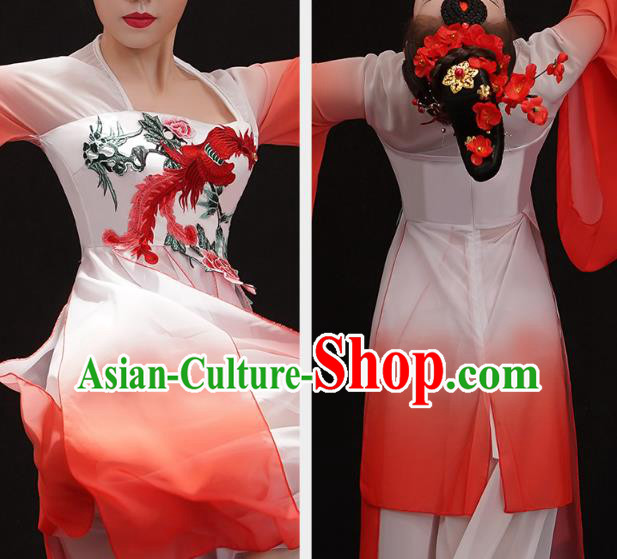 Chinese Palace Fan Dance Red Outfits Traditional Umbrella Dance Dress Classical Dance Clothing