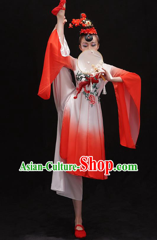 Chinese Palace Fan Dance Red Outfits Traditional Umbrella Dance Dress Classical Dance Clothing