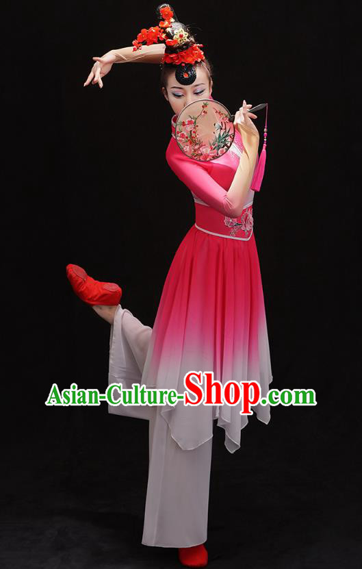 Chinese Traditional Umbrella Dance Dress Classical Ballet Dance Clothing Palace Fan Dance Pink Outfits