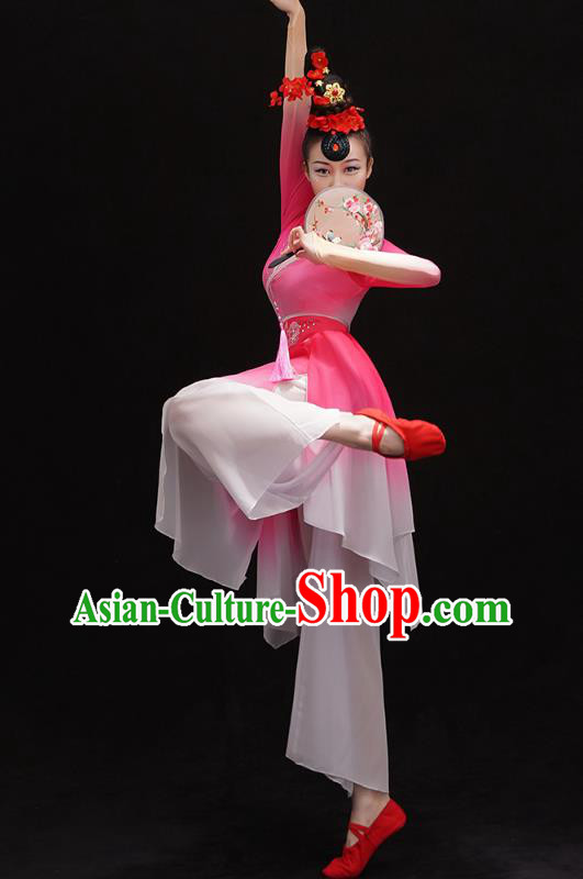 Chinese Traditional Umbrella Dance Dress Classical Ballet Dance Clothing Palace Fan Dance Pink Outfits