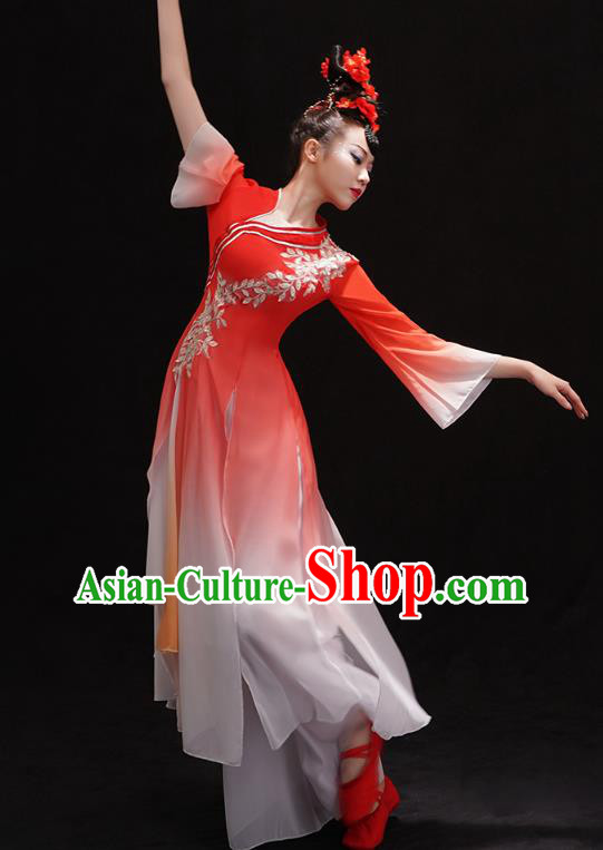 Chinese Classical Ballet Dance Clothing Woman Solo Dance Outfits Traditional Umbrella Dance Red Dress