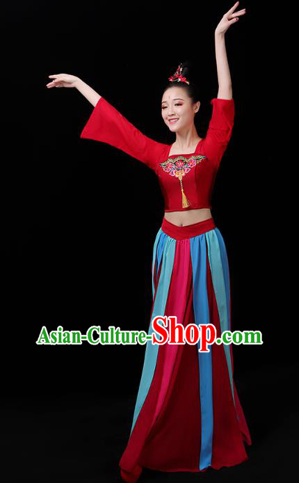 Chinese Traditional Stage Performance Clothing Classical Dance Costumes Umbrella Dance Red Dress Outfits