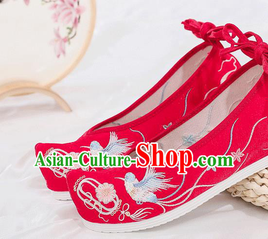 China Embroidered Red Cloth Shoes Ancient Princess Shoes Traditional Hanfu Wedding Shoes