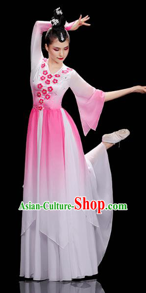 Chinese Traditional Fan Dance Performance Clothing Classical Dance Costumes Umbrella Dance Pink Dress