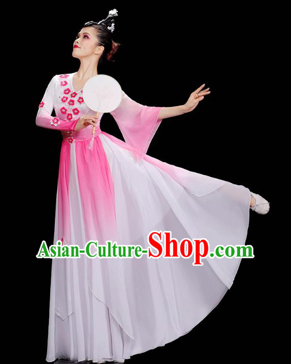 Chinese Traditional Fan Dance Performance Clothing Classical Dance Costumes Umbrella Dance Pink Dress