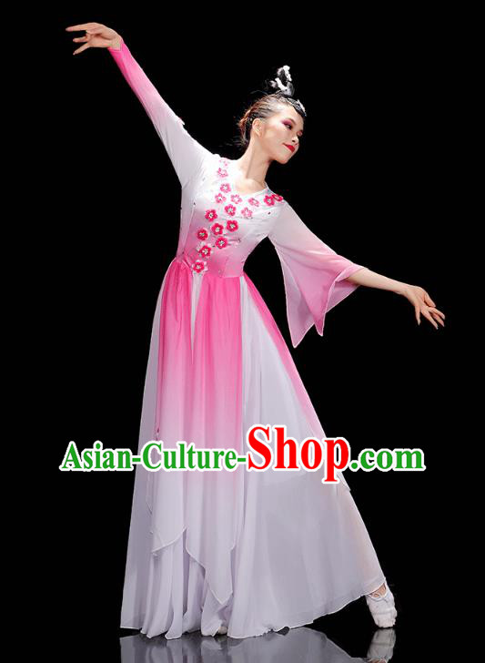 Chinese Traditional Fan Dance Performance Clothing Classical Dance Costumes Umbrella Dance Pink Dress