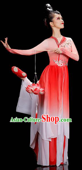 Chinese Umbrella Dance Red Dress Traditional Fan Dance Performance Clothing Classical Dance Costumes
