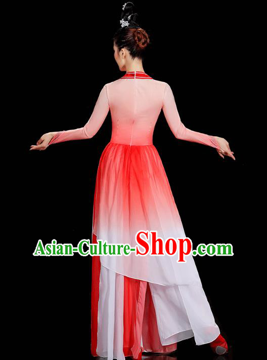 Chinese Umbrella Dance Red Dress Traditional Fan Dance Performance Clothing Classical Dance Costumes