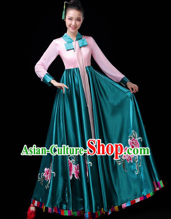 Chinese Korean Ethnic Folk Dance Costume Traditional Minority Nationality Dance Embroidered Dress Outfits