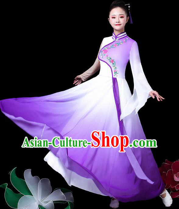 Chinese Traditional Performance Clothing Classical Dance Costume Umbrella Dance Violet Dress