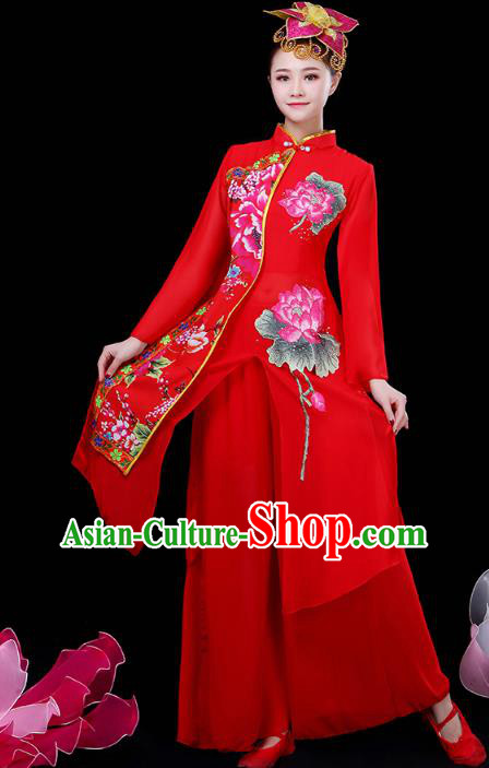 Chinese Classical Dance Clothing Umbrella Dance Red Dress Traditional Performance Outfits