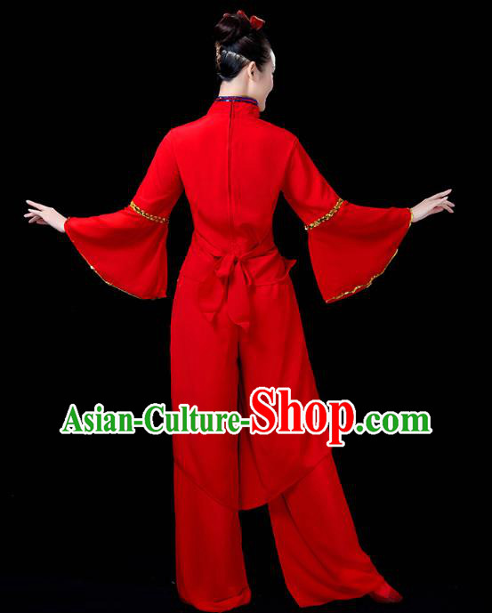 China Drum Dance Costume Yangko Dance Red Uniforms Folk Dance Fan Dance Clothing