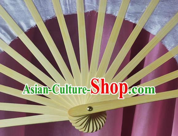 China Classical Dance Silk Fan Yangko Dance Folding Fan Pink Long Ribbon Prop Fan
