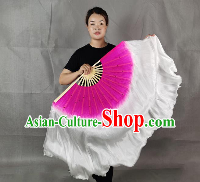 China Stage Performance Gradient Purple Long Ribbon Fan Classical Dance Silk Fan Jiaozhou Yangko Dance Folding Fan