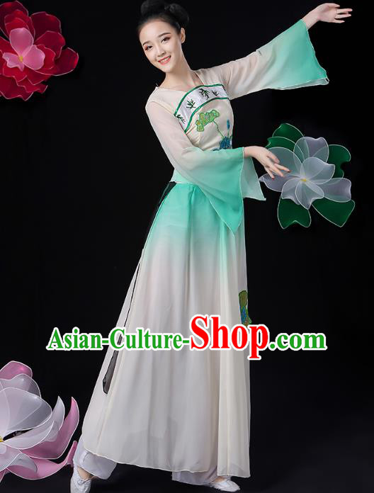 Chinese Traditional Lotus Dance Costume Classical Dance Clothing Umbrella Dance Embroidered Outfits