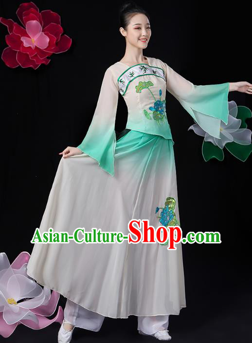 Chinese Traditional Lotus Dance Costume Classical Dance Clothing Umbrella Dance Embroidered Outfits
