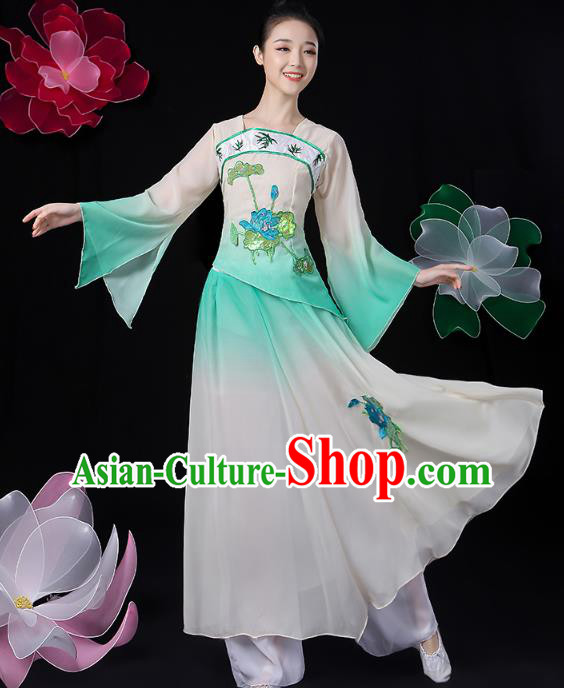 Chinese Traditional Lotus Dance Costume Classical Dance Clothing Umbrella Dance Embroidered Outfits