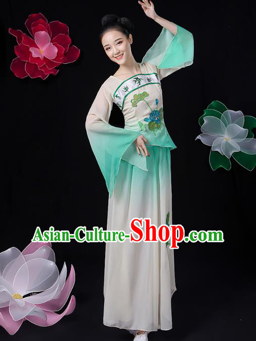 Chinese Traditional Lotus Dance Costume Classical Dance Clothing Umbrella Dance Embroidered Outfits
