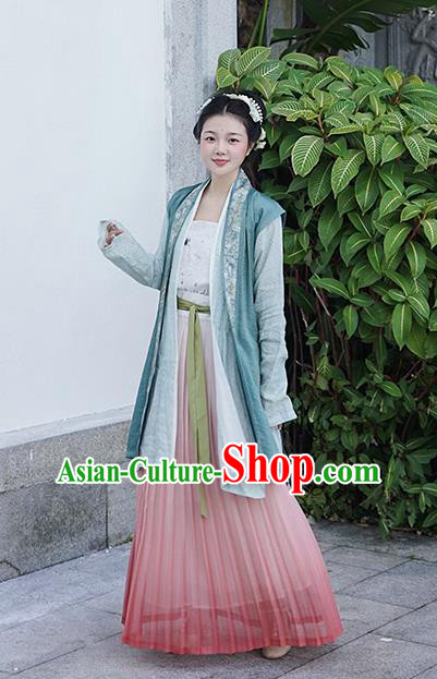 China Ancient Nobility Lady Hanfu Dress Apparels Traditional Song Dynasty Patrician Woman Historical Clothing