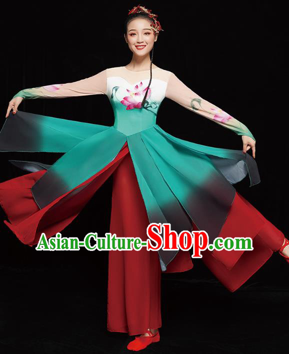 Chinese Traditional Lotus Dance Dress Classical Dance Performance Clothing Umbrella Dance Outfits