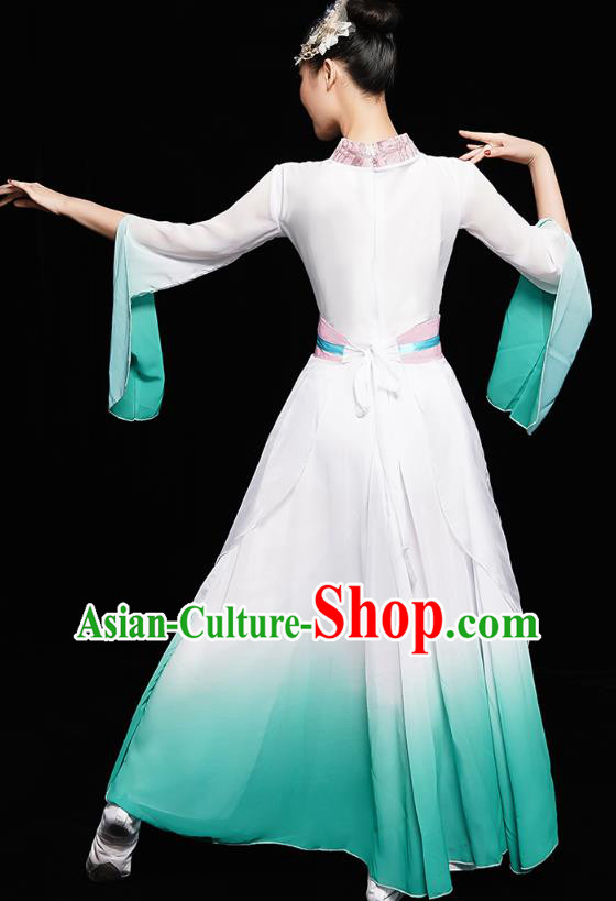 Chinese Classical Dance Clothing Jiangnan Umbrella Dance Green Dress Traditional Fan Dance Costumes