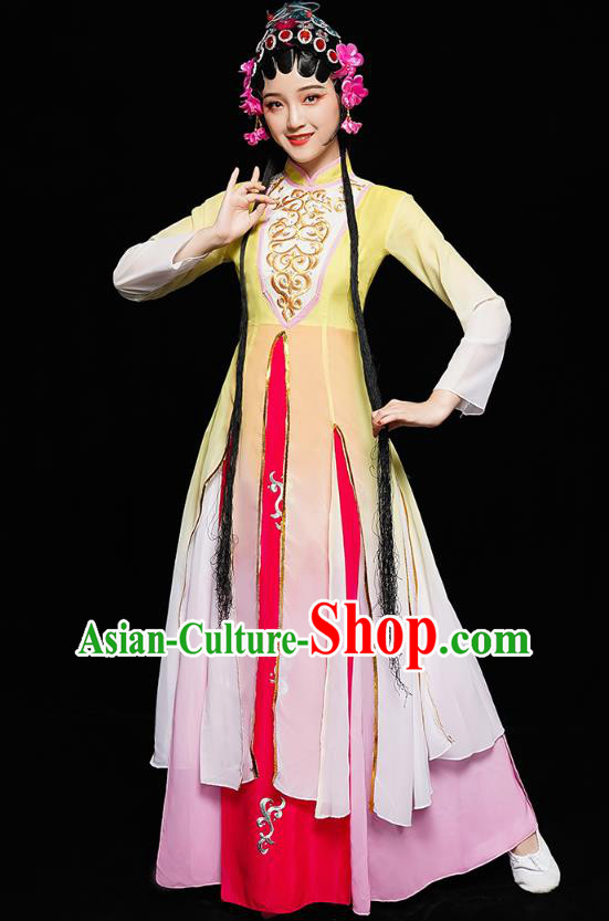Chinese Traditional Peking Opera Dance Costumes Classical Dance Clothing Beauty Dance Yellow Dress