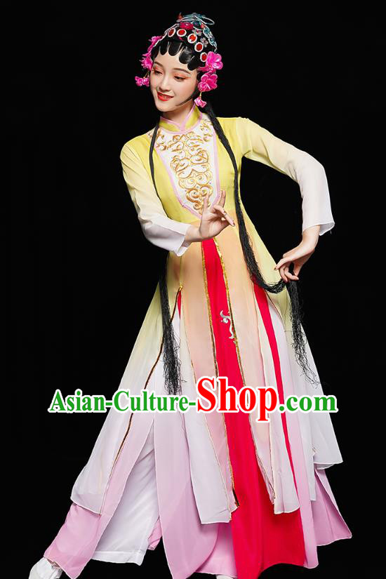 Chinese Traditional Peking Opera Dance Costumes Classical Dance Clothing Beauty Dance Yellow Dress