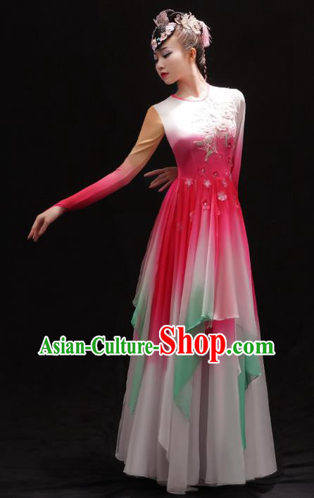 Chinese Traditional Jiangnan Umbrella Dance Dress Female Solo Dance Pink Outfits Classical Dance Clothing