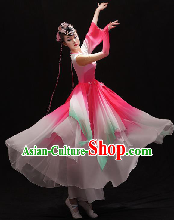 Chinese Traditional Jiangnan Umbrella Dance Dress Female Solo Dance Pink Outfits Classical Dance Clothing