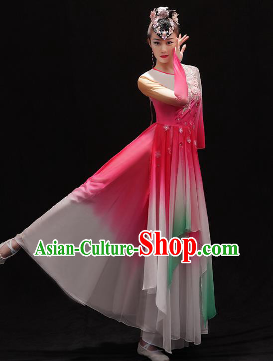 Chinese Traditional Jiangnan Umbrella Dance Dress Female Solo Dance Pink Outfits Classical Dance Clothing