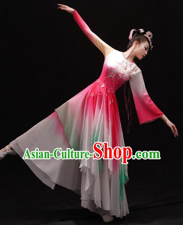Chinese Traditional Jiangnan Umbrella Dance Dress Female Solo Dance Pink Outfits Classical Dance Clothing