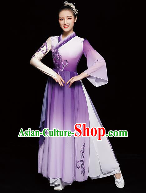 Chinese Classical Dance Clothing Jasmine Dance Purple Dress Traditional Umbrella Dance Costumes