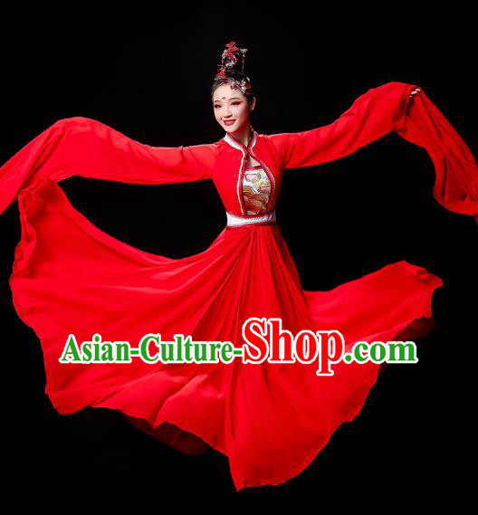 Chinese Classical Dance Cai Wei Clothing Water Sleeve Dance Red Dress Traditional Court Dance Outfits
