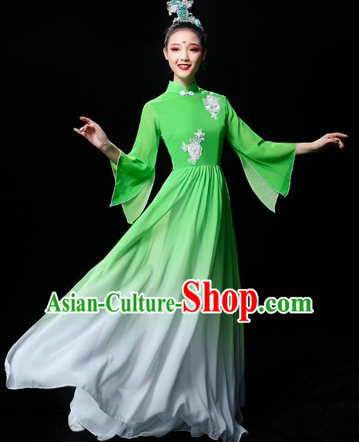 Chinese Traditional Jiangnan Watertown Performance Costumes Classical Dance Clothing Umbrella Dance Green Dress