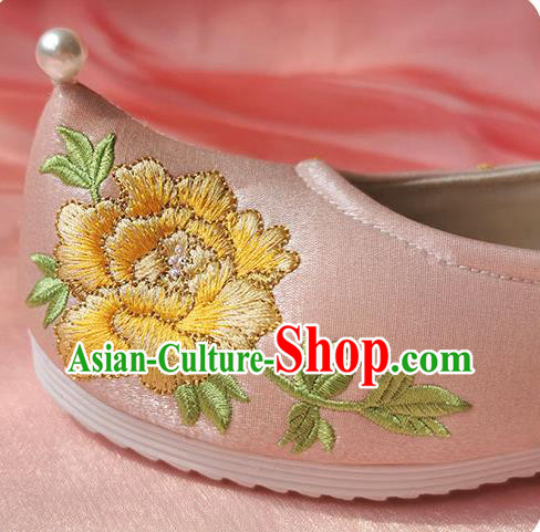 China Classical Embroidered Phoenix Shoes Traditional Ming Dynasty Hanfu Shoes Ancient Princess Pink Shoes